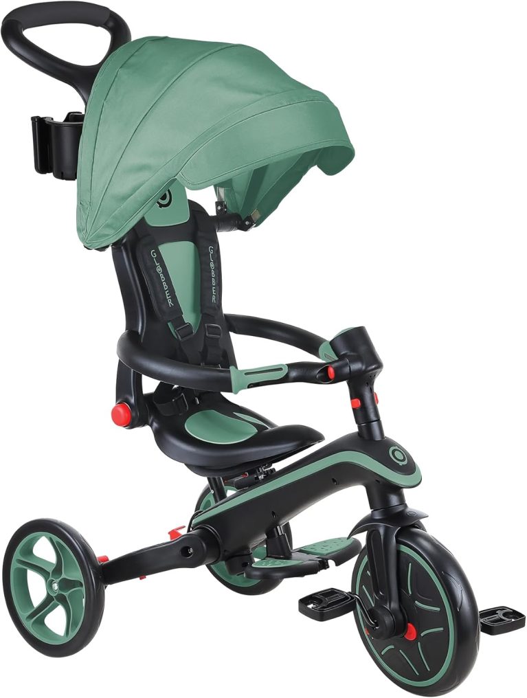 Globber Explorer 4 en 1, tricycle évolutif pliable et convertible en draisienne